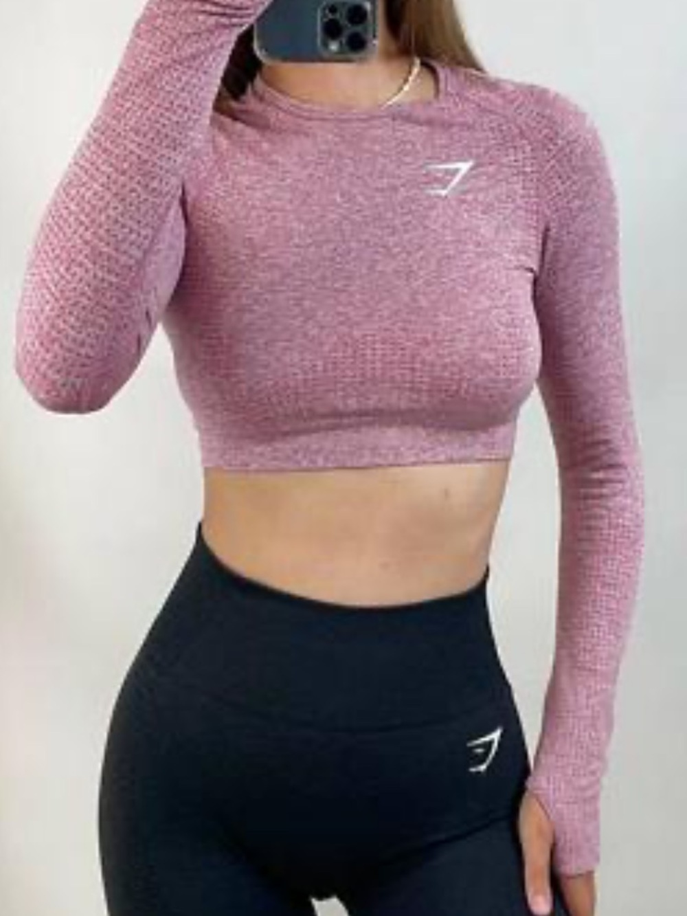 Gymshark Vital Seamless Long Sleeve Crop Top pink XS-S flaw 59